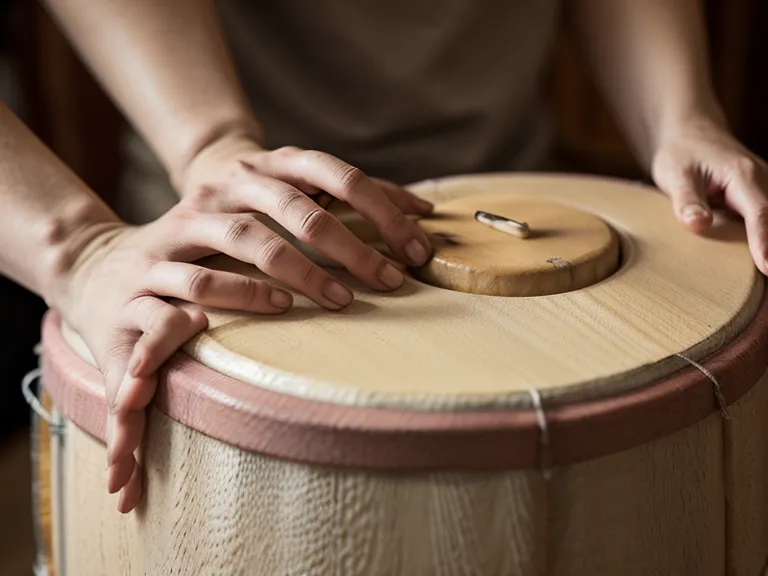 Hände beim leisen Trommeln auf der Kante einer Cajon — Cajon lernen für Anfänger